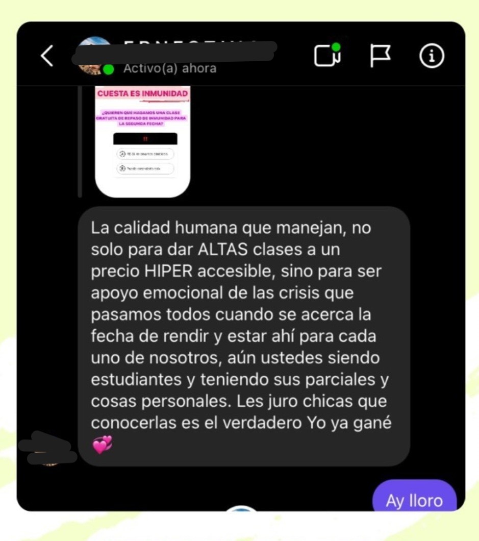 Testimonio de alumnos